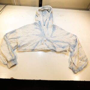 H&M CROP TRENDY PULLOVER HOODIE HOODED SWEATSHIRT Sz Womens XS Tie Dye